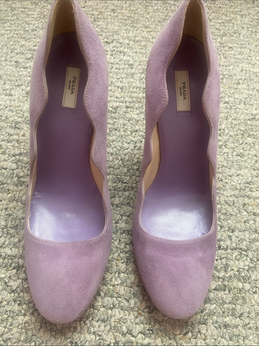 PRADA Lavender Scalloped Suede High Heel Pump - Women - Picture 8 of 10